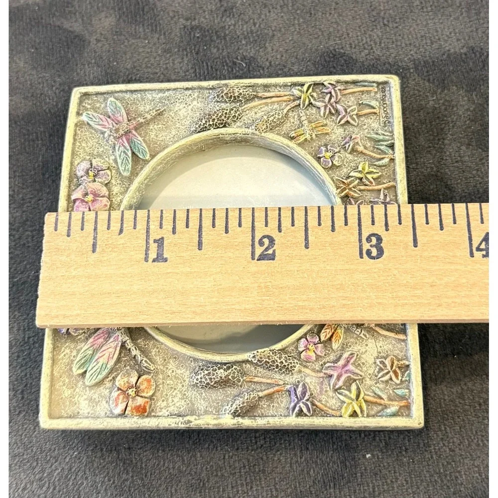 Dragonfly Floral Picture Frame Resin Whimsical 3.5 Inch Cottagecore Garden Boho